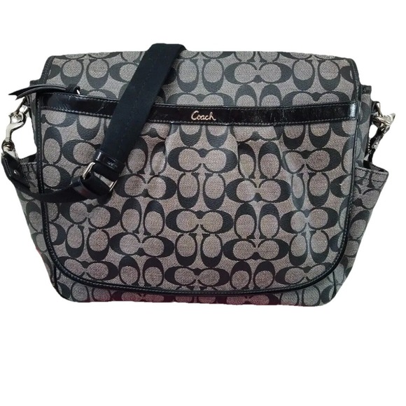 Coach Handbags - Coach‎ Ashley Signature Coated Canvas Flap Closure Messenger Diaper Shoulder Bag
